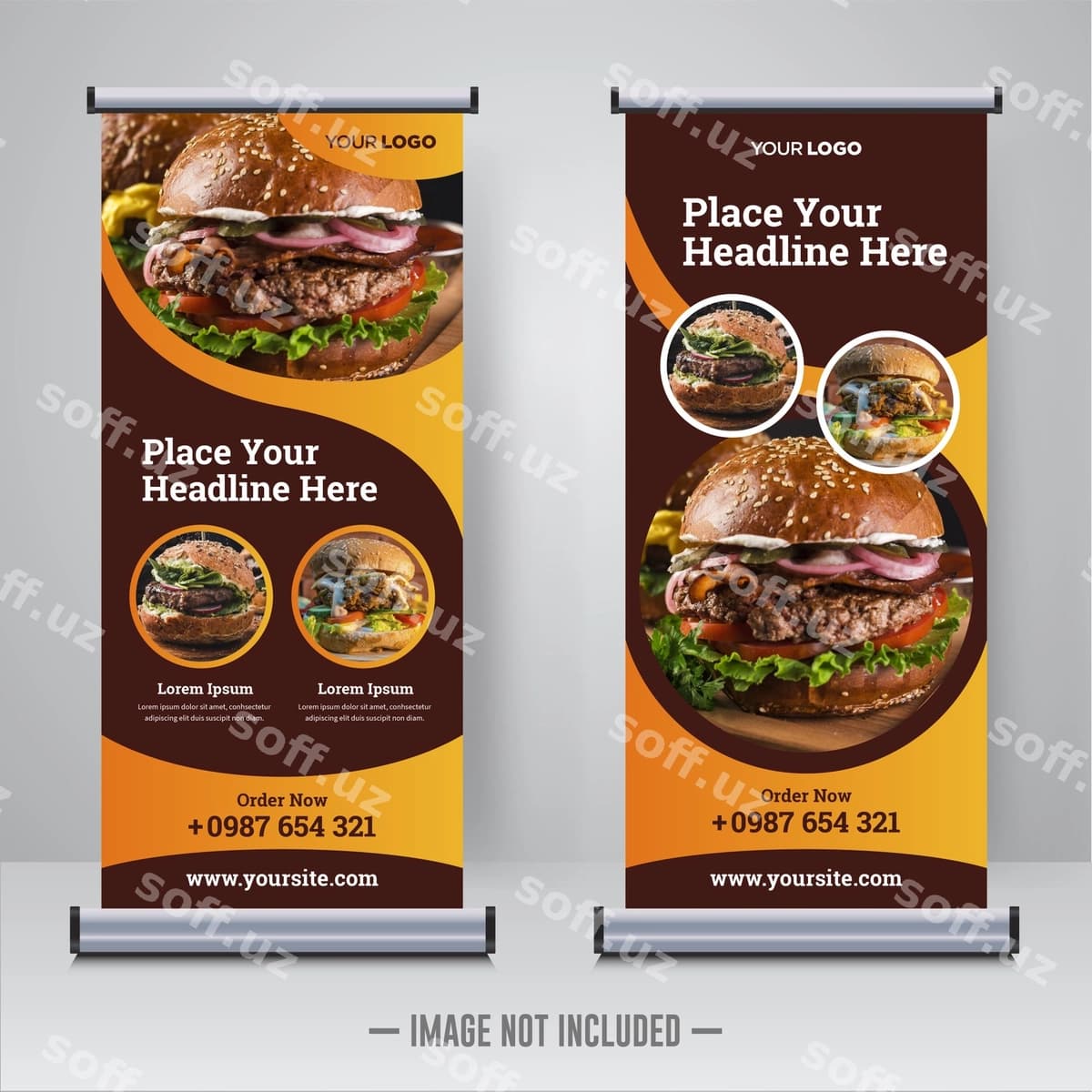 Ovqat restorani aylanma baner shabloni | Food restaurant roll up banner template