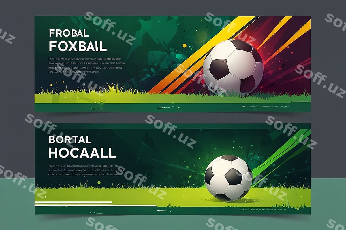 Futbol gorizontal baner shabloni | Football horizontal banner template