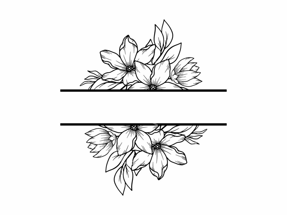 Ramka gul chizma chiziq san'ati | Frame flower sketch line art