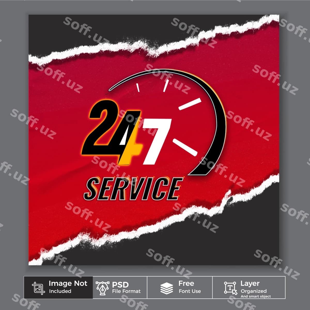 Bepul psd yigirma to'rt xizmat banner | Free psd twenty four service banner