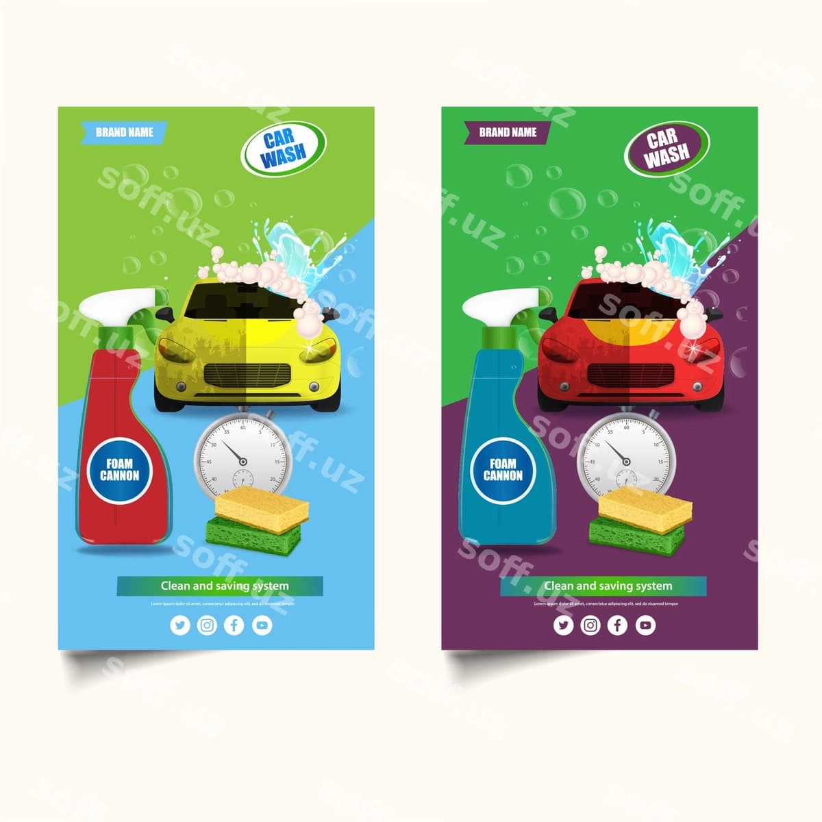 Bepul vektor mashina yuvish reklama banneri | Free vector car wash advertising banner