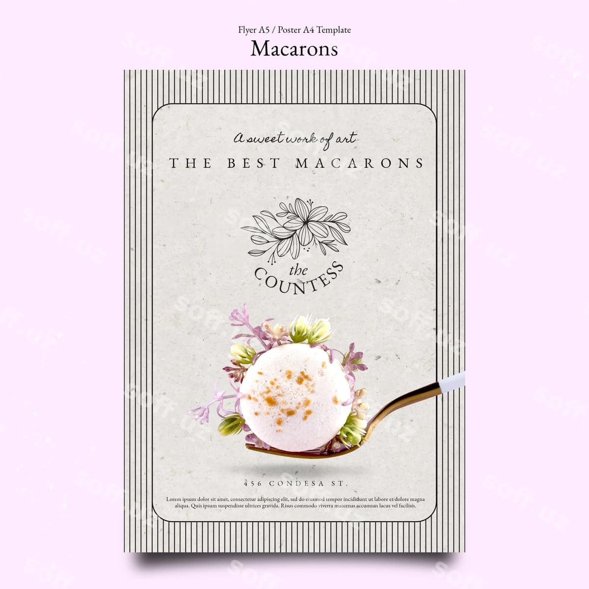 Fransuz makaronlari uchun plakatlar shabloni | French macarons poster template