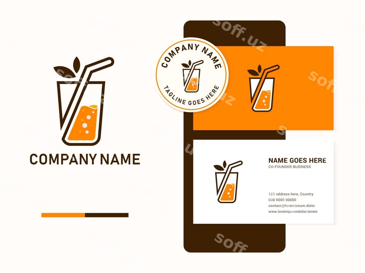 Yangi apelsin shirinari logo dizayni | Fresh orange juice glass logo design