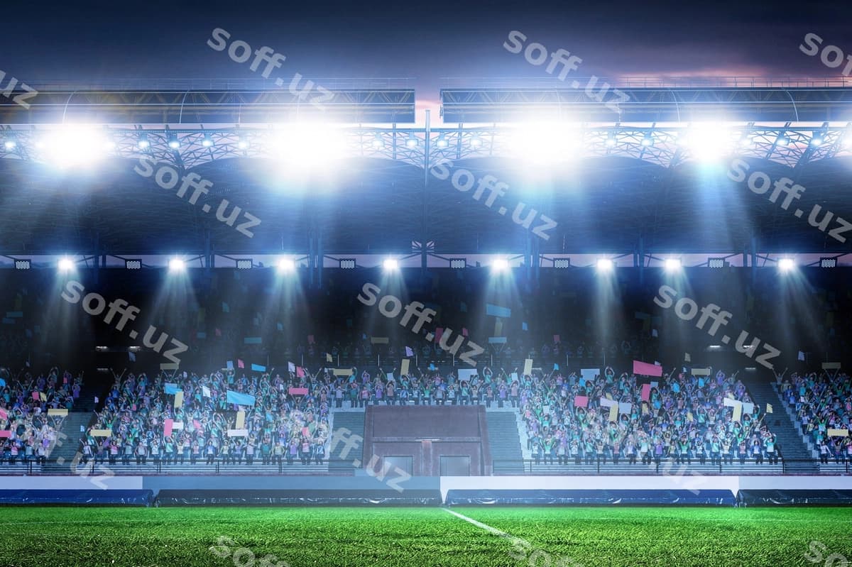 Butun kecha futbol stadiumi yoritishlari flasirlashadi. | Full night soccer arena lights flashes