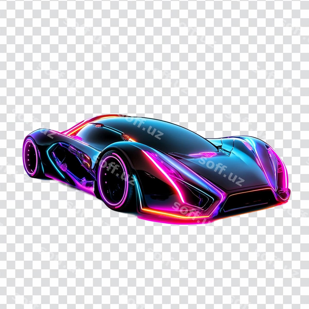 Kelajakchi sport avtomobilning neon yoritish dizayni | Futuristic sports car neon lights design