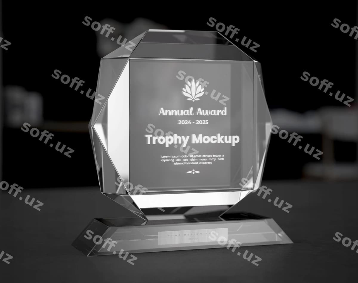 Shisha mukdori mockup dizayni | Glass trophy mockup design