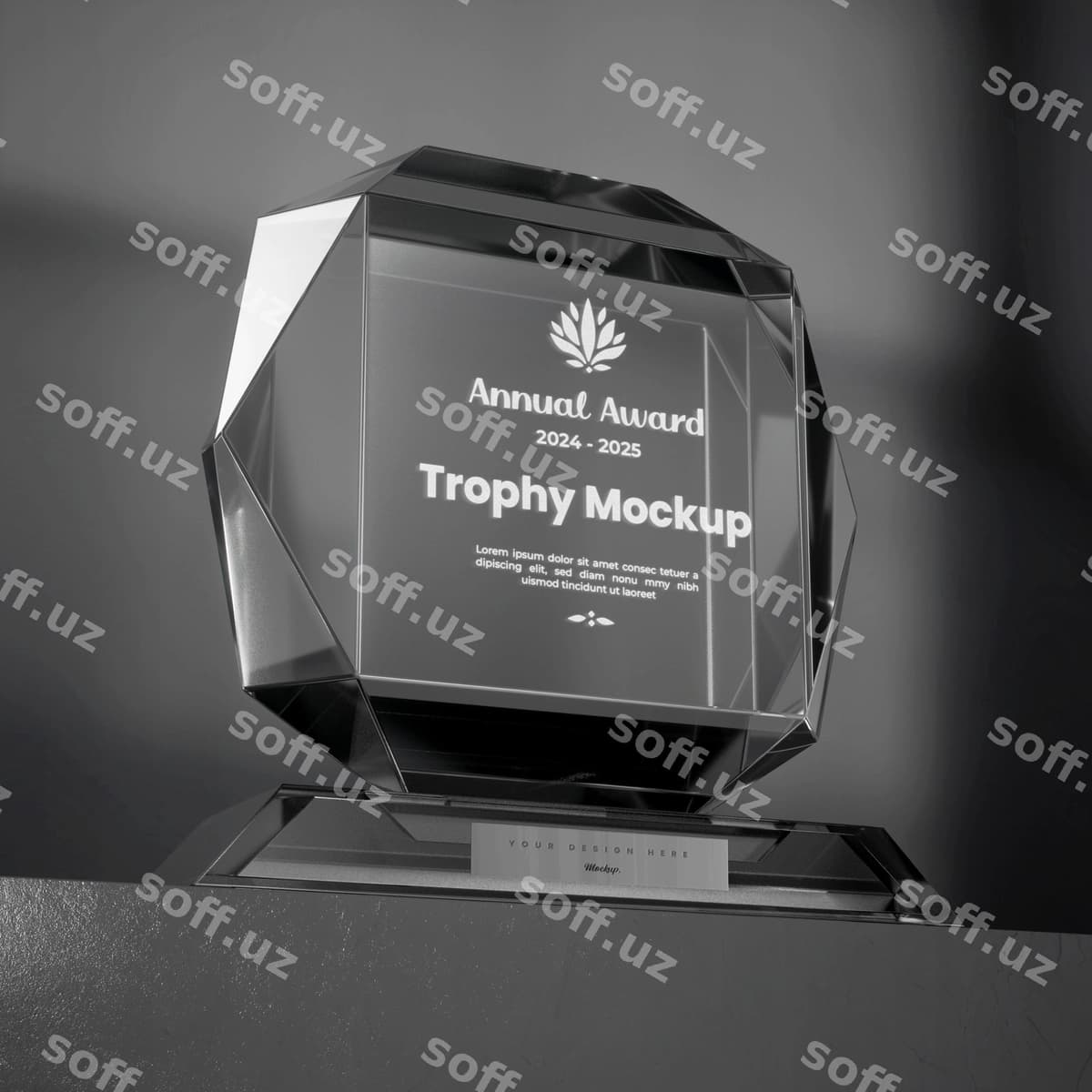 Shisha tropyasi mockup dizayni | Glass trophy mockup design