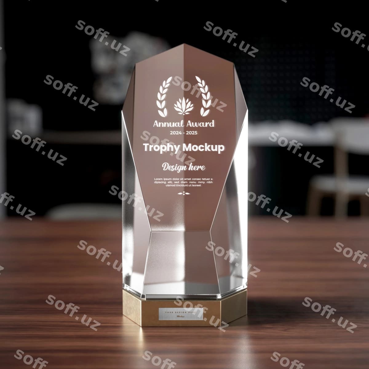 Shisha sohib namuna dizayni | Glass trophy mockup design