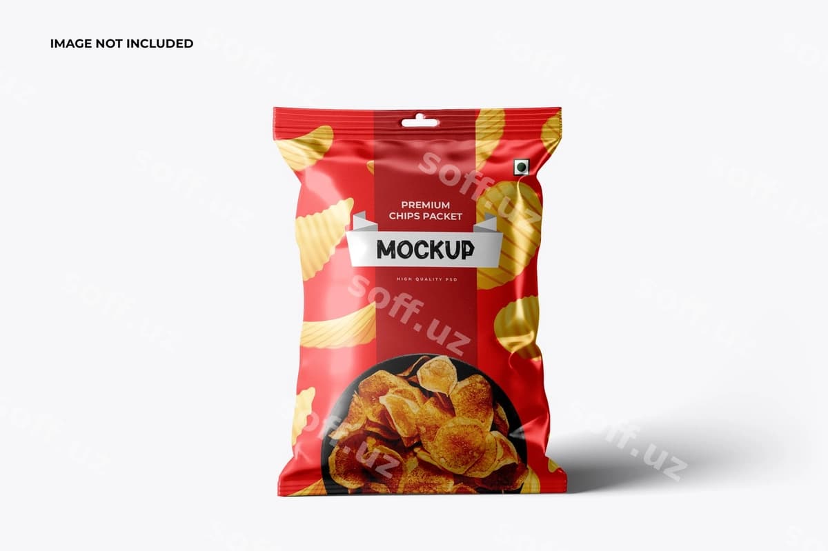 Glossy foil chips packet mockup | Glossy foil chips packet mockup