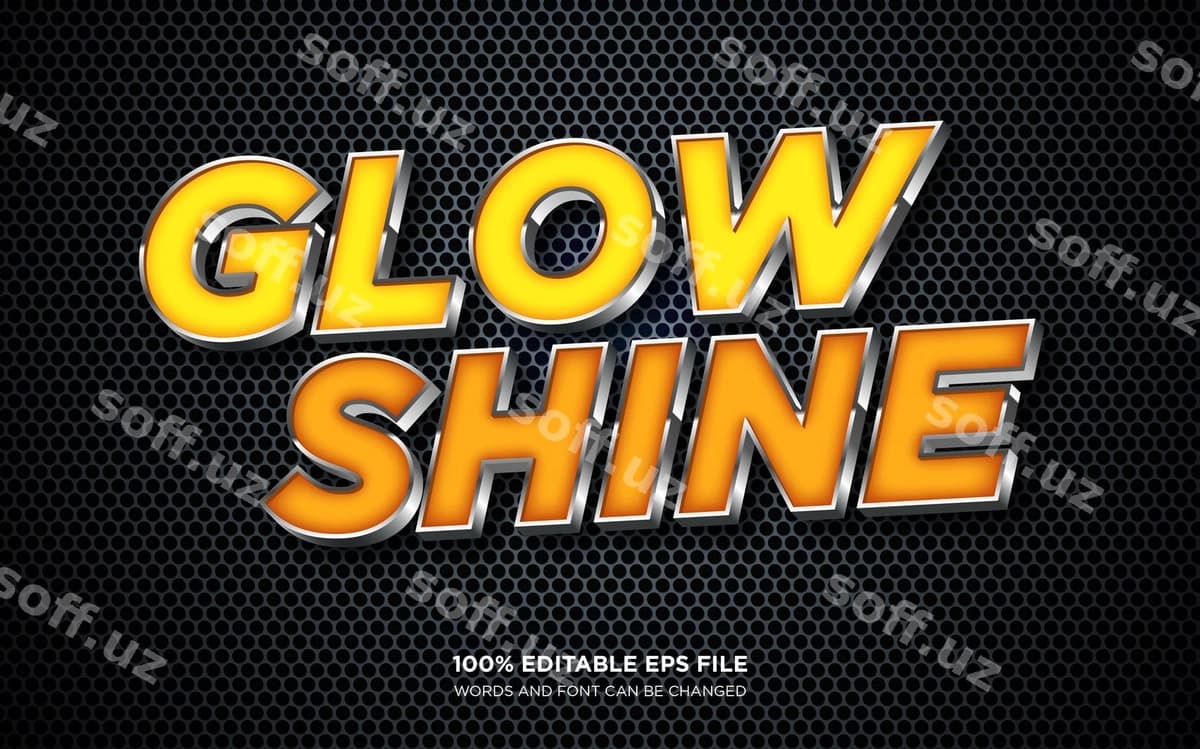 Yorqinlik yorqinlik tahrirlanadigan matn uslubi effekti | Glow shine editable text style effect