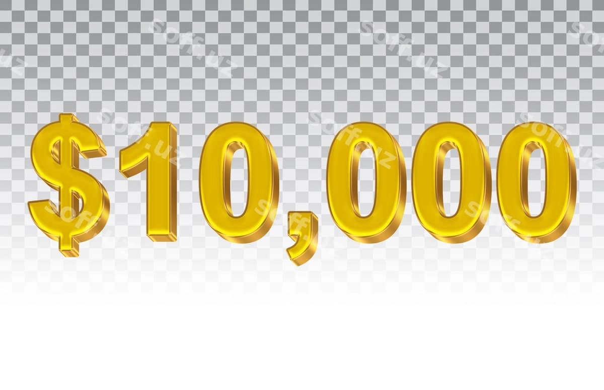 Oltin raqami 10 000 shaffof fon | Gold number 10 000 transparent background
