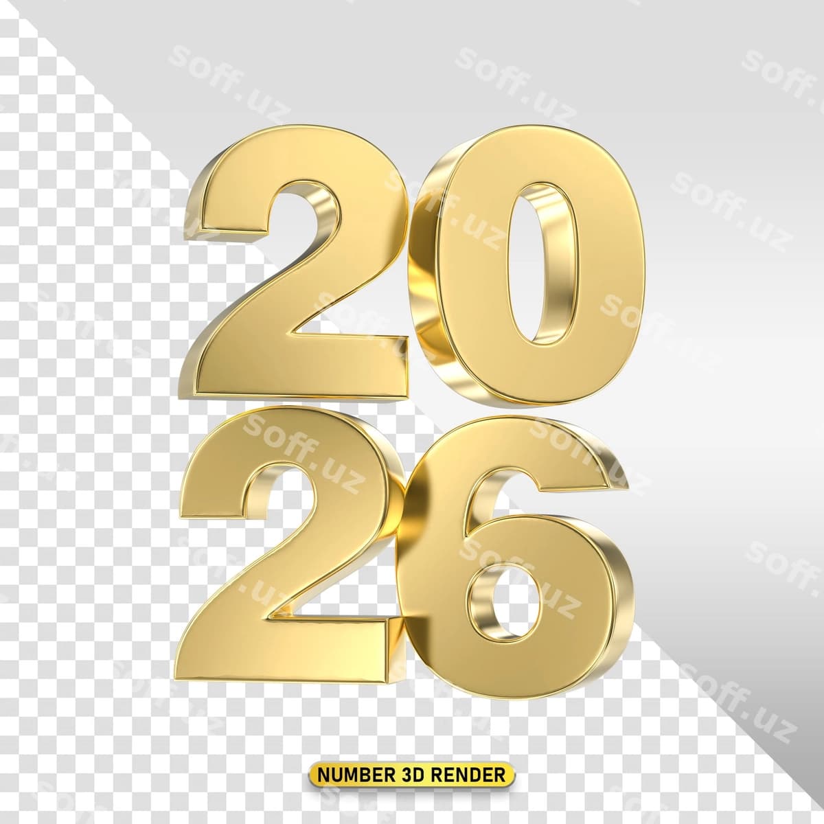 Oltin 3-o'lchovli render yil 2026 | Golden 3d render year 2026