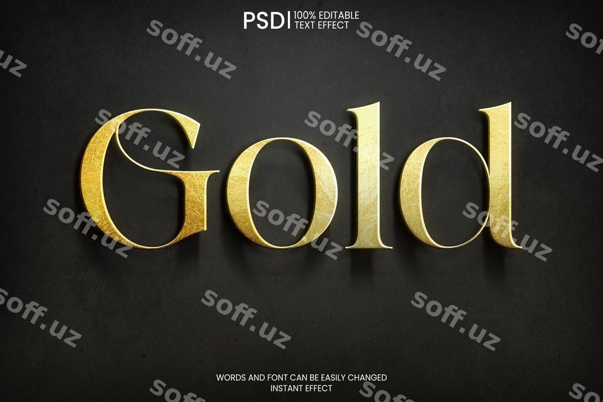 Oltin matn effekti qora orqa fonda | Golden text effect black background
