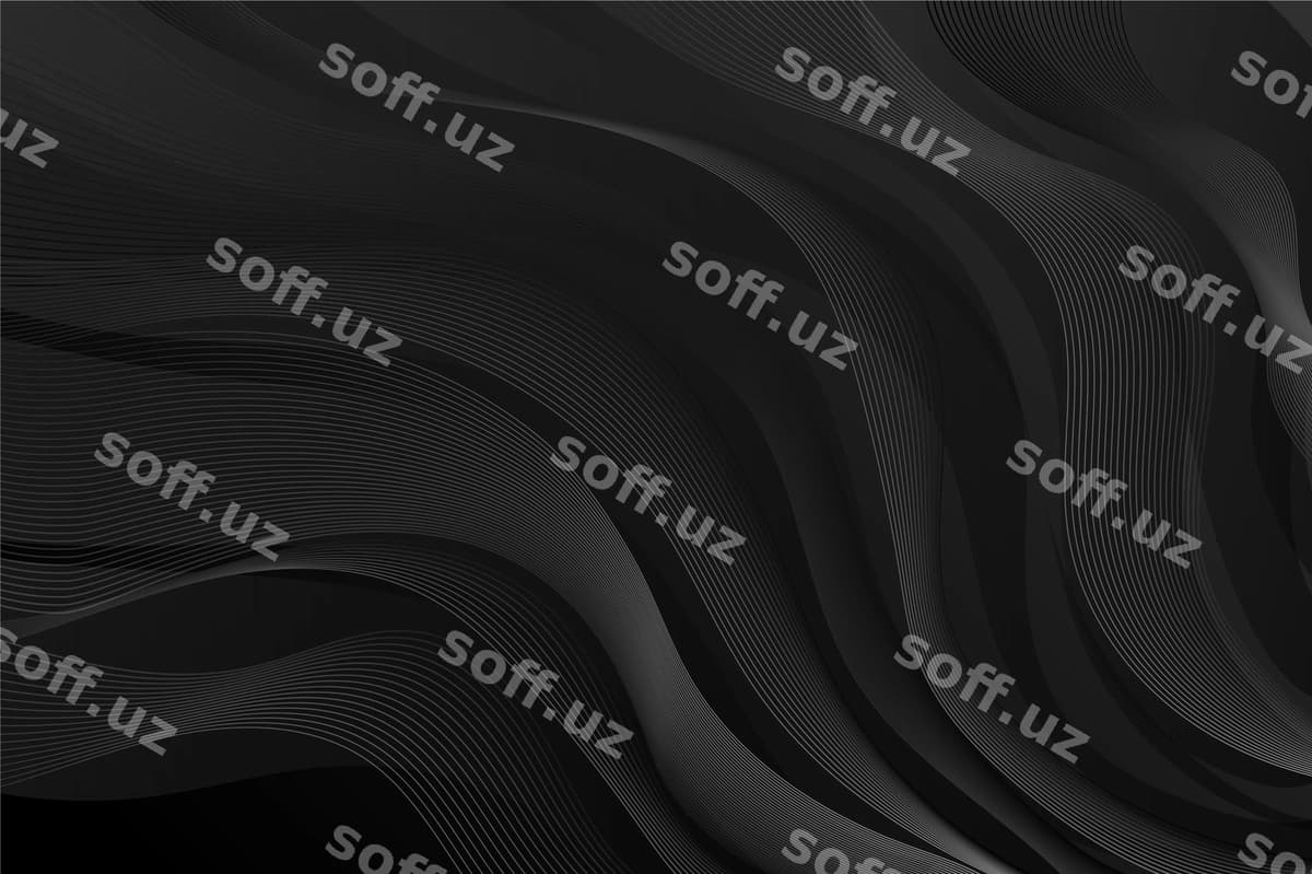 Gradient qora fonda chalg'ali chiziqlar bilan | Gradient black background with wavy lines