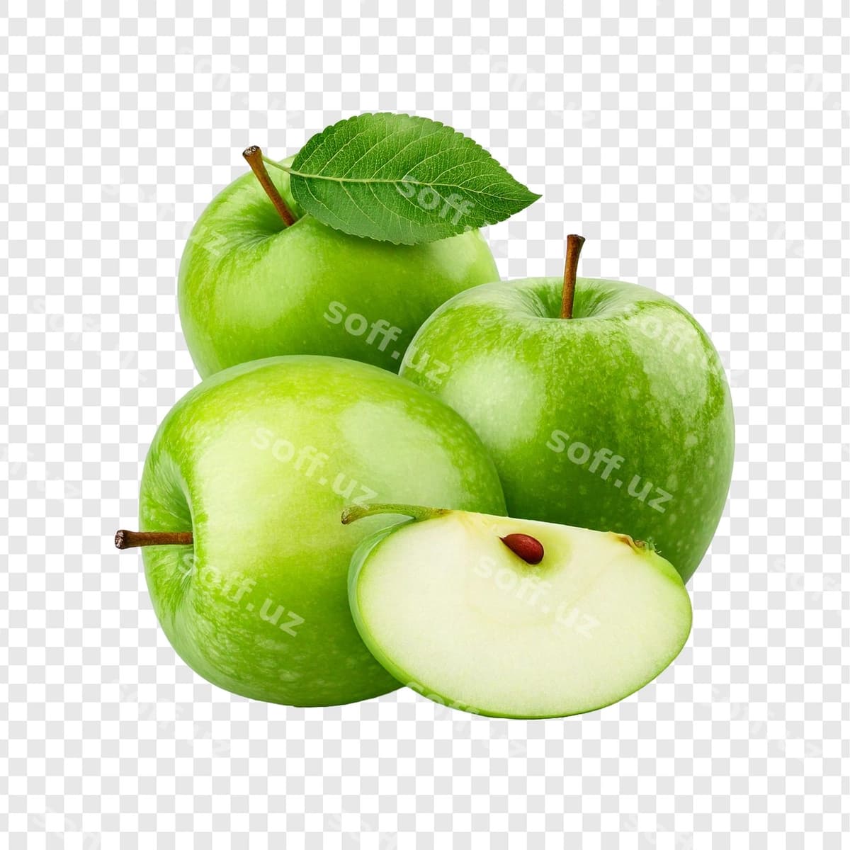 Yashil olmalar shaffof orqa fonda | Green apples transparent background