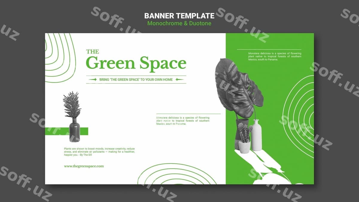 Yashil fonsiyon banner shabloni | Green space banner template