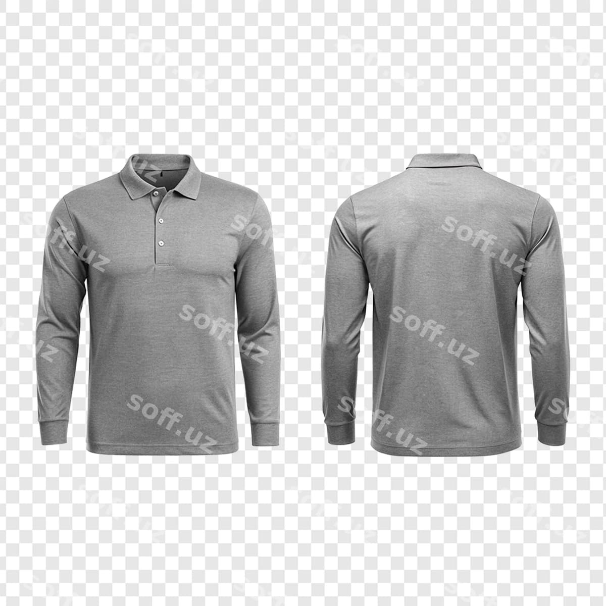 Kulrang uzun yengli polo ko'ylak | Grey long sleeve polo shirt