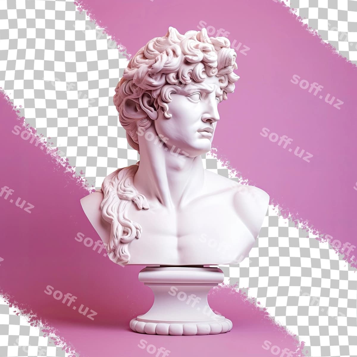 Gips Apollon bosh shaffof orqa fonda | Gypsum apollo head transparent background