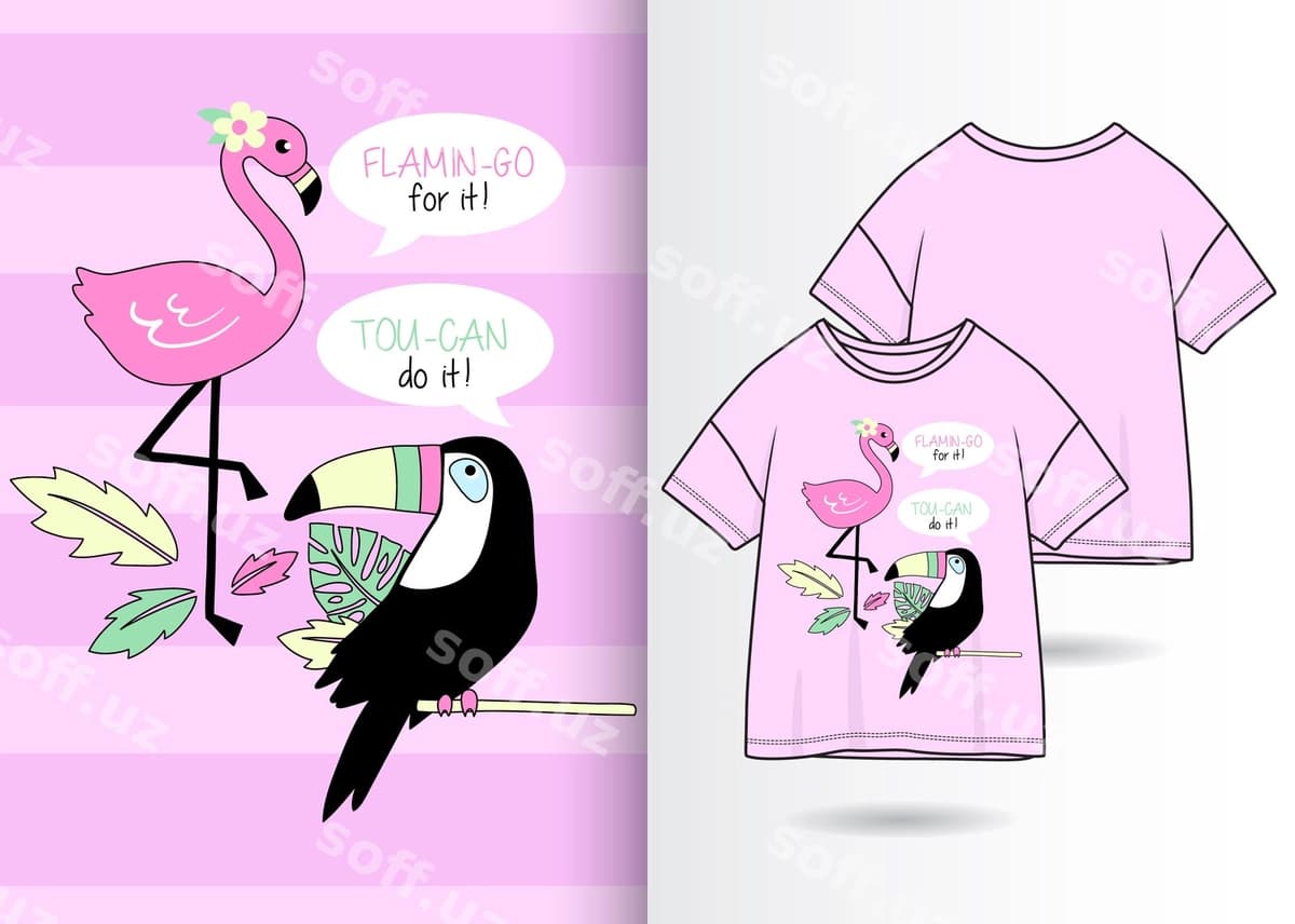 Qol qozonilgan mazali flamingo | Hand drawn cute flamingo