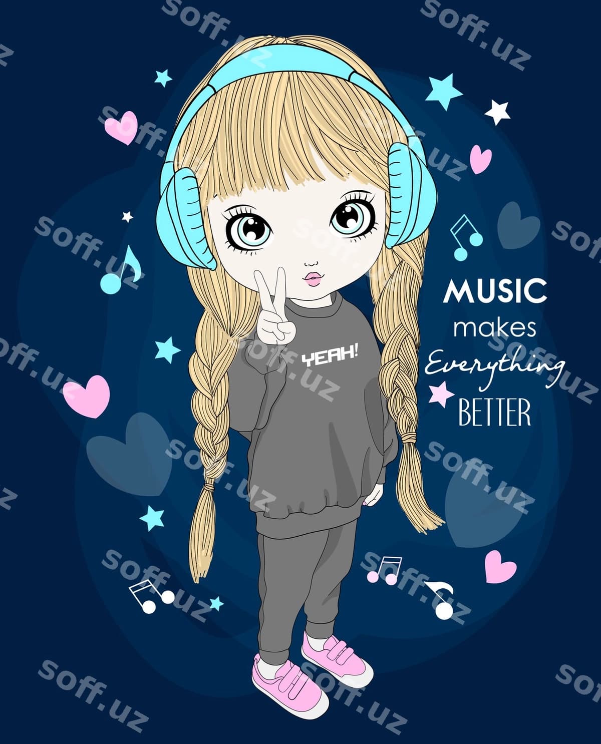 Qo'l bilan chizilgan chiroyli qiz | Hand drawn cute girl