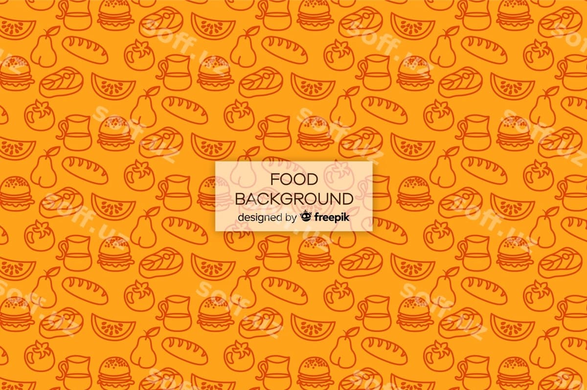 Qozib chizilgan ovqat foni | Hand drawn food background