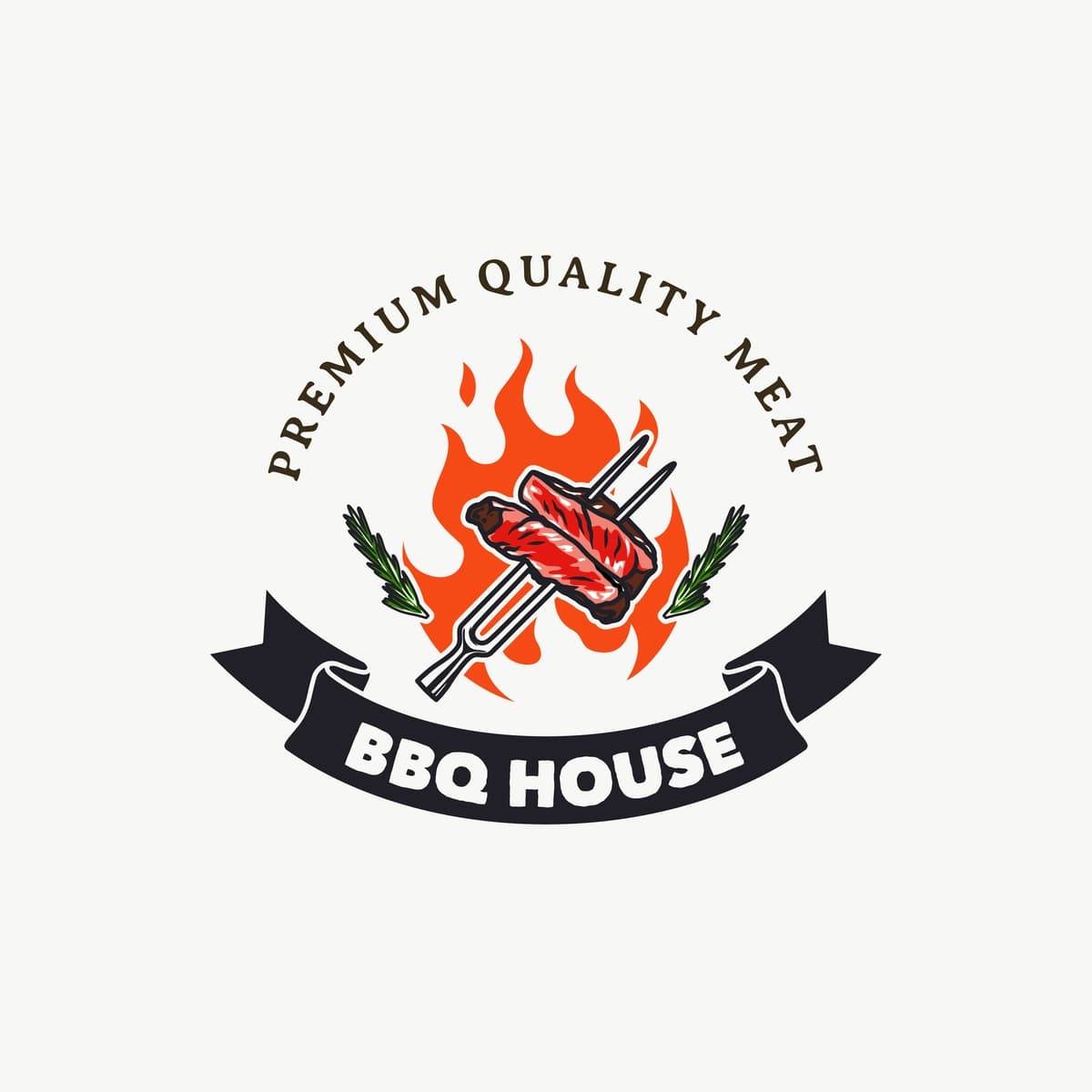 Qo'lda chizilgan vintage barbekyu uyi logotipi nishoni | Hand drawn vintage barbeque house logo badge