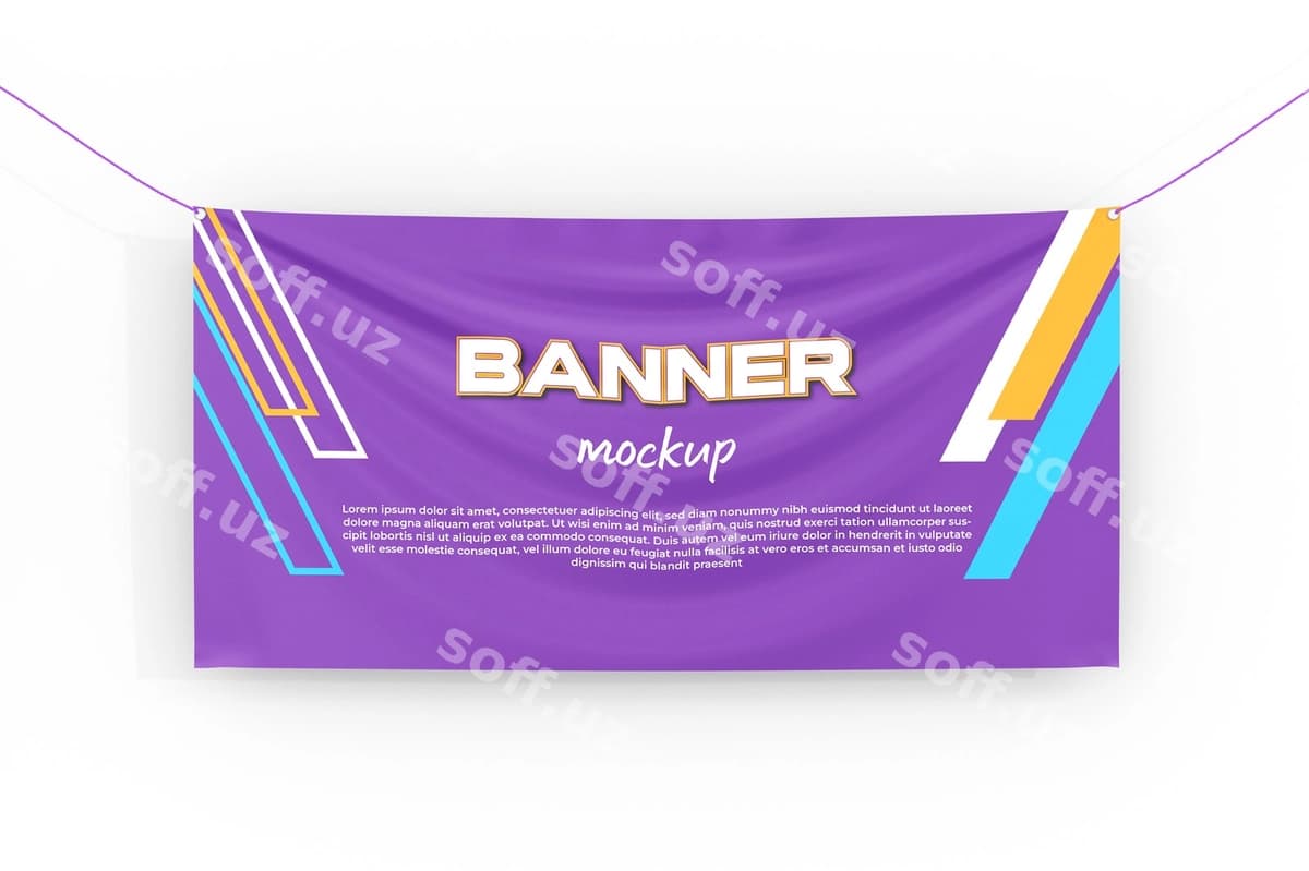 Chetga asomadigan banner mockup psd | Hanging banner mockup psd