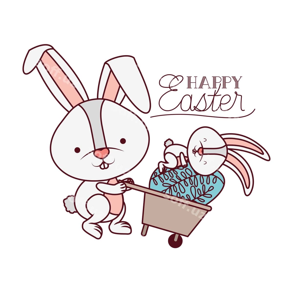 Baxtiyor Paskalya yorliq tuxum ajraltirilgan ikon | Happy easter label with egg isolated icon
