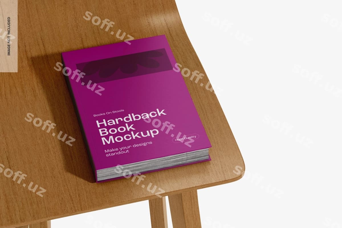 Qattiq mukattoli kitob mockup perspektivasi | Hardback book mockup perspective