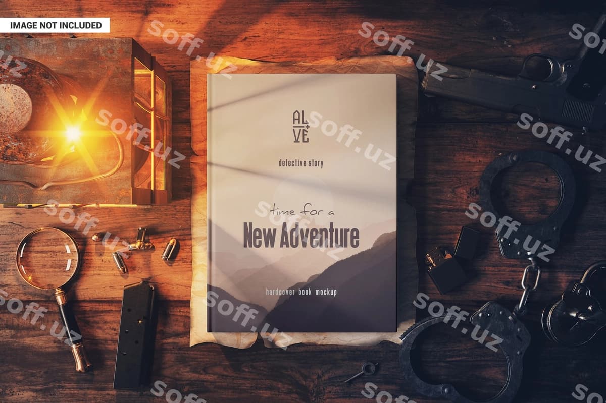 Qattiq muqovali kitobning eski sahna maketi | Hardcover book old scene mockup