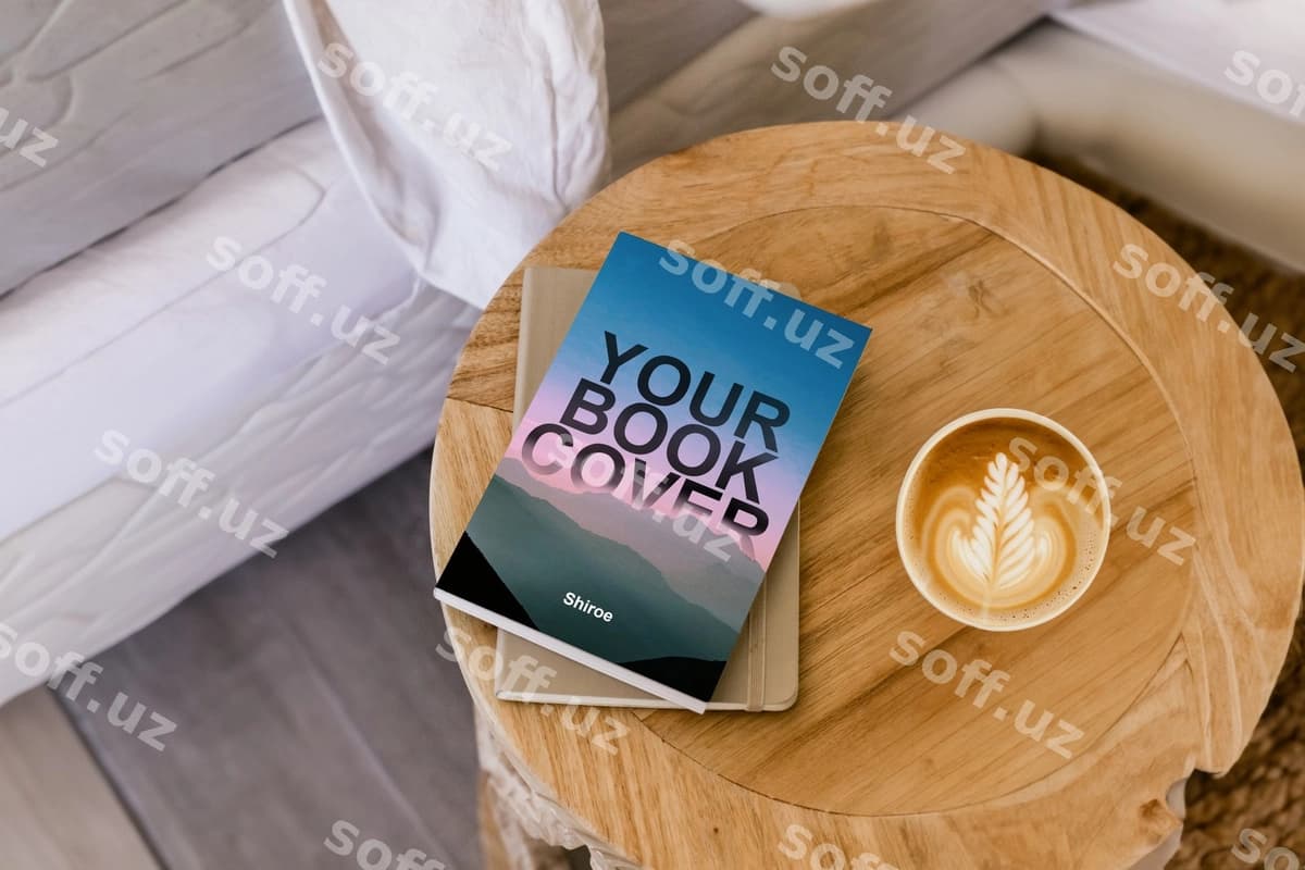 Yuqori sifatli kitob namunasi ko'fa stoli | High quality book mockup coffee table