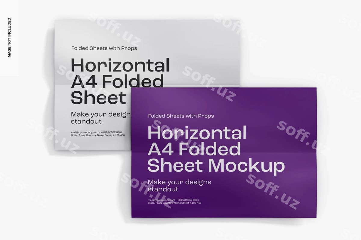 Gorizontal A4 varaqqli mockup | Horizontal a4 folded sheets mockup