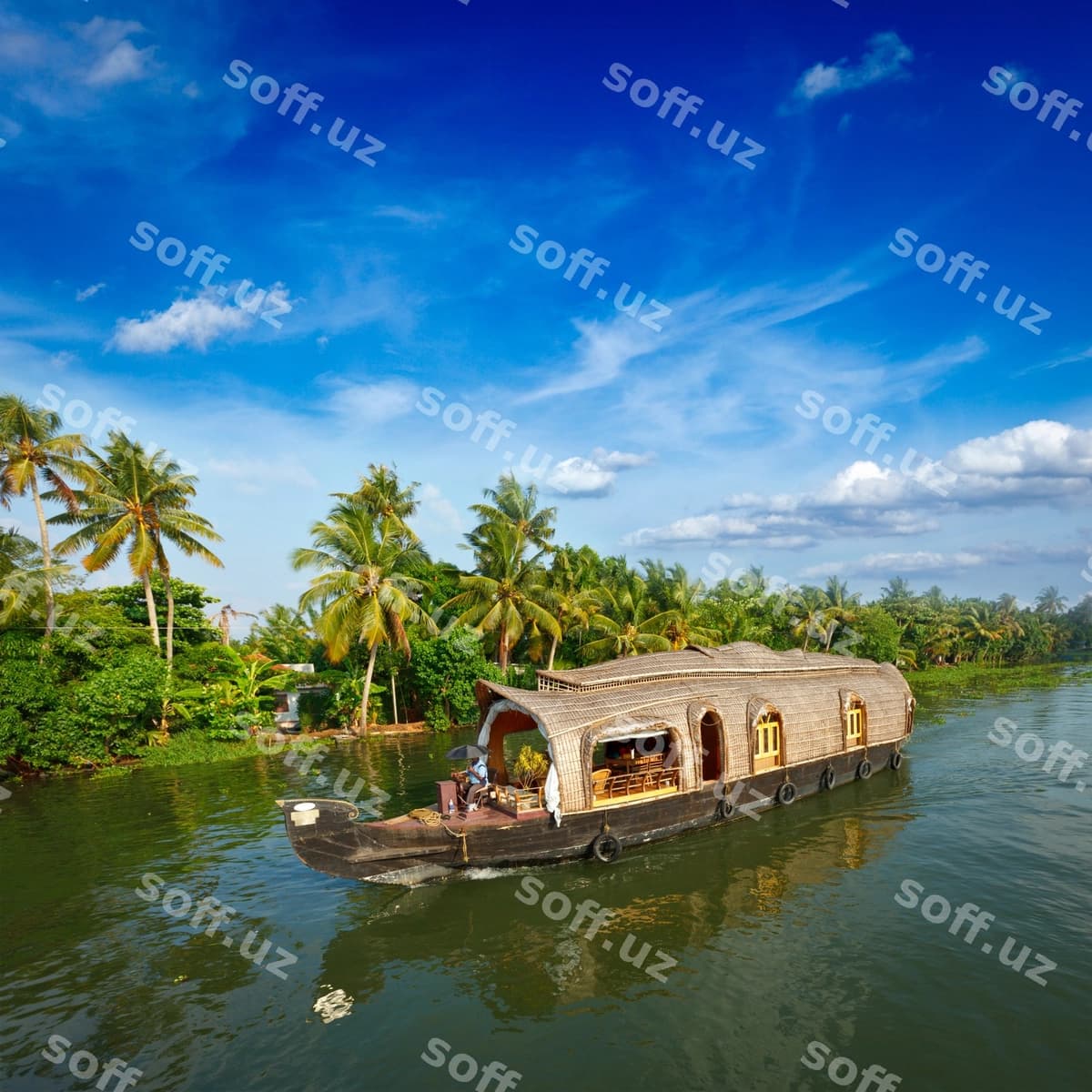 Uy-otaq Kerala orqali o'tgan suvlar Hindiston | Houseboat kerala backwaters india