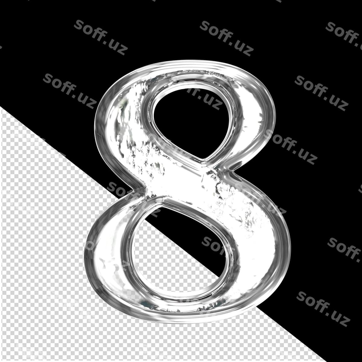 Buz 3D ramz kumtor ramka 8-raqam | Ice 3d symbol silver frame number 8