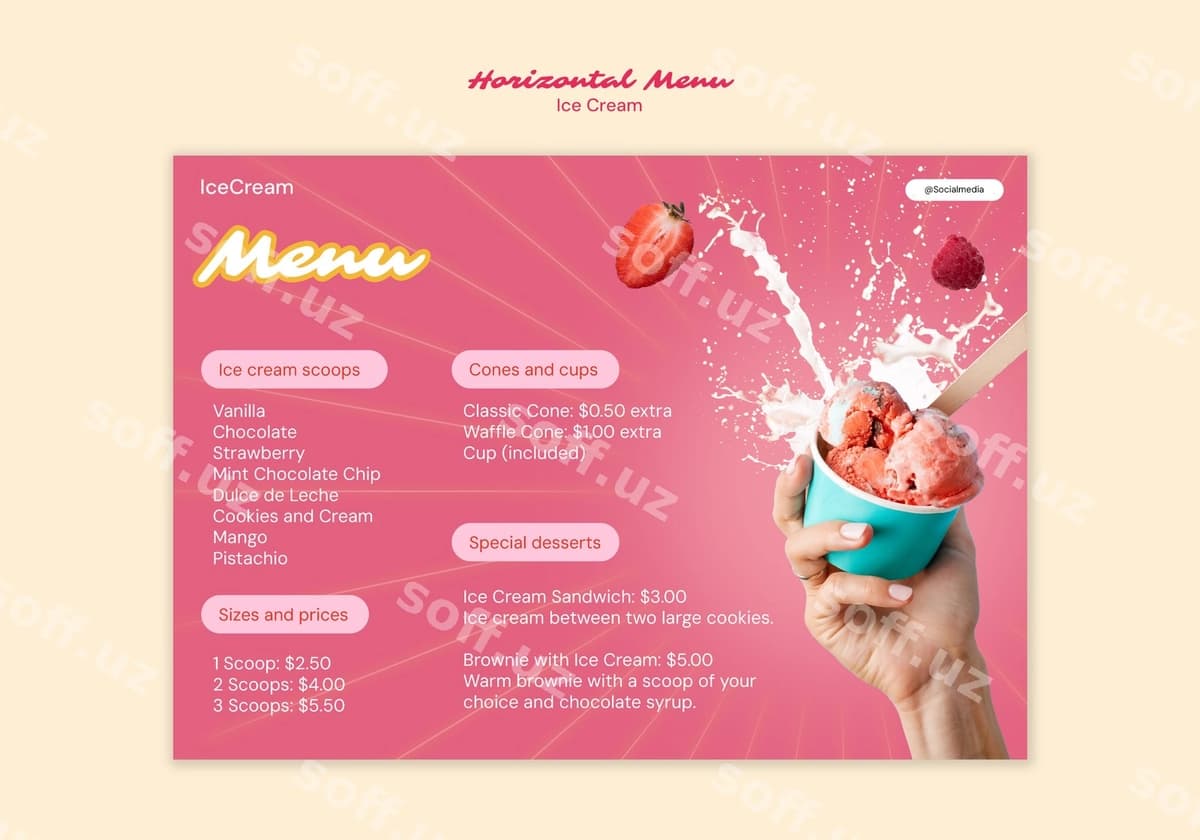 Muzqaymoq shabloni dizayni | Ice cream template design
