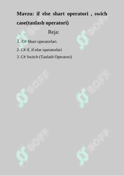 if else shart operatori , swich case(tanlash operatori)
