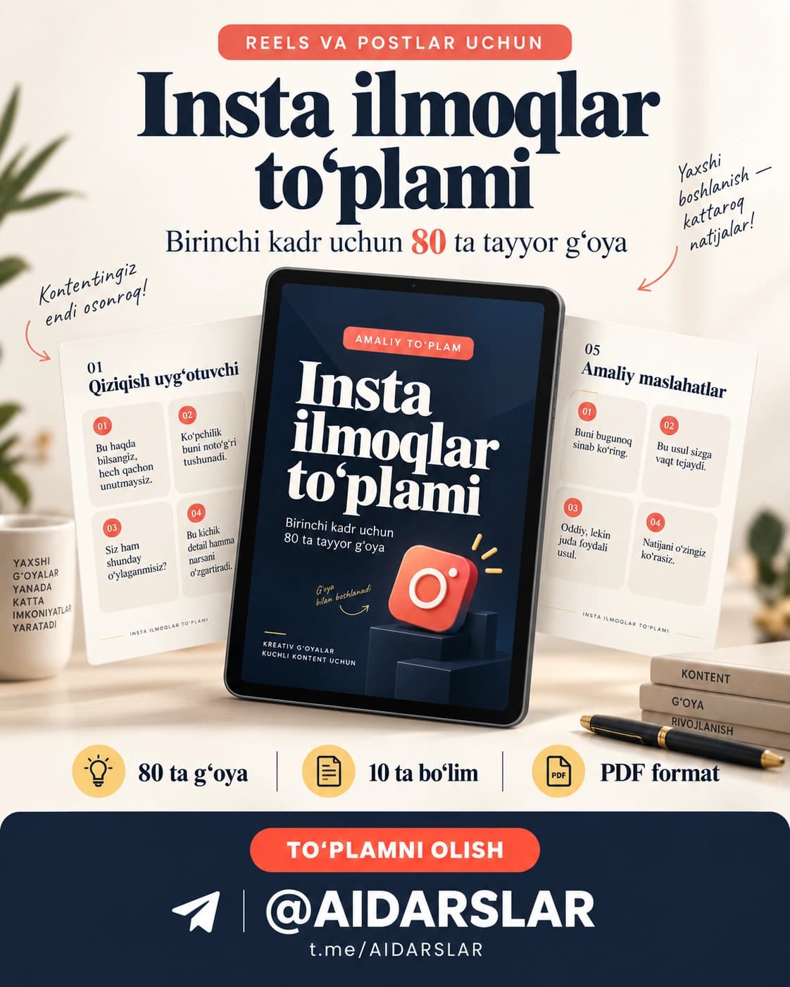 Insta ilmoqlar to'plami (Instagram uchun HOOK lar)