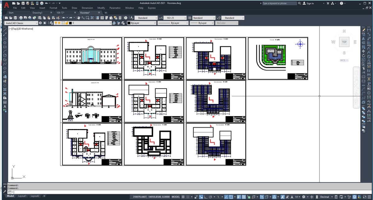 Texnikum arxitekturaviy loyihasi konstursiyasi bilan. dwg Autocad