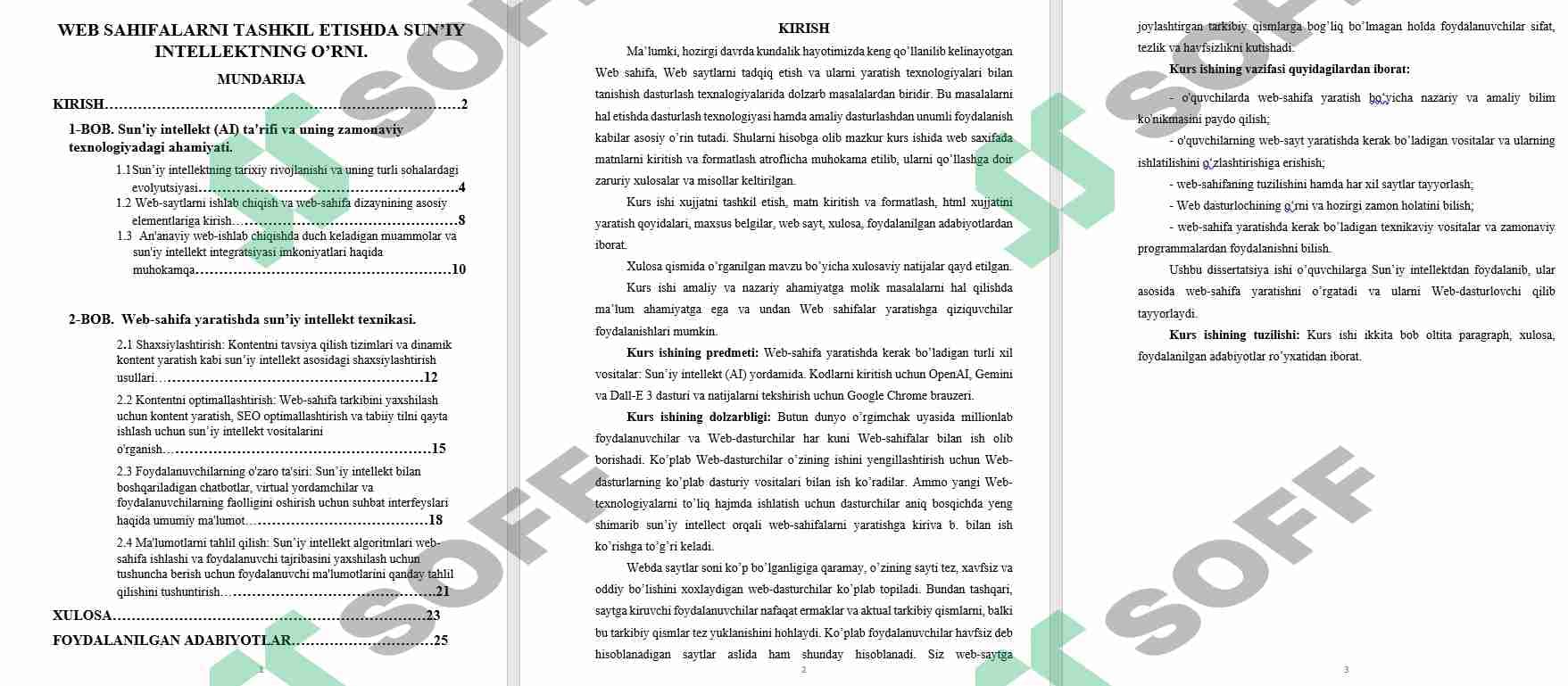 WEB SAHIFALARNI TASHKIL ETISHDA SUN’IY INTELLEKTNING O’RNI