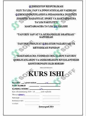 MAKTABGACHA YOSHDAGI BOLALARNI TASVIRIY QOBILIYATLARINI VA IJODKORLIGINI RIVOJLANTIRISH MONITORINGINI OLIB BORISH