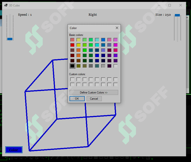 Animatsion 3D kub (3D cube), C# winform animatisya