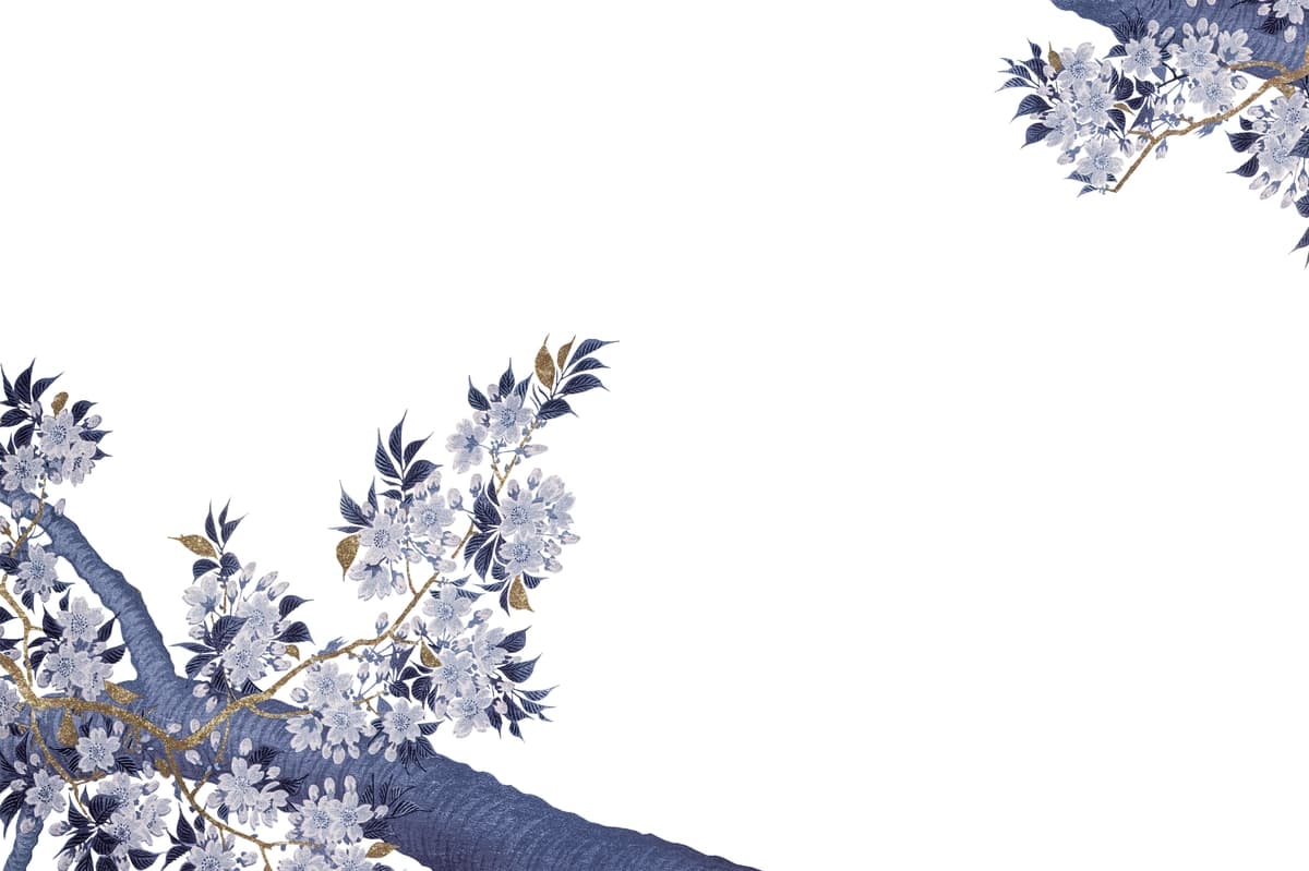 Indigo ko'k gulli ramka dizayn elementi | Indigo blue floral frame design element
