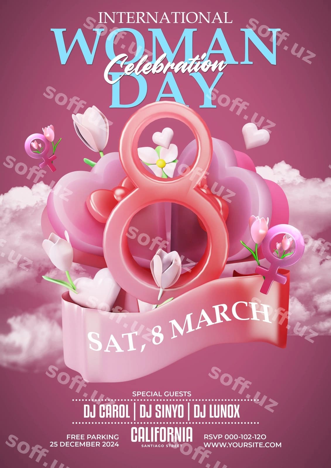 Xalqaro Ayollar Kuni bayram flyeri | International women day celebration flyer