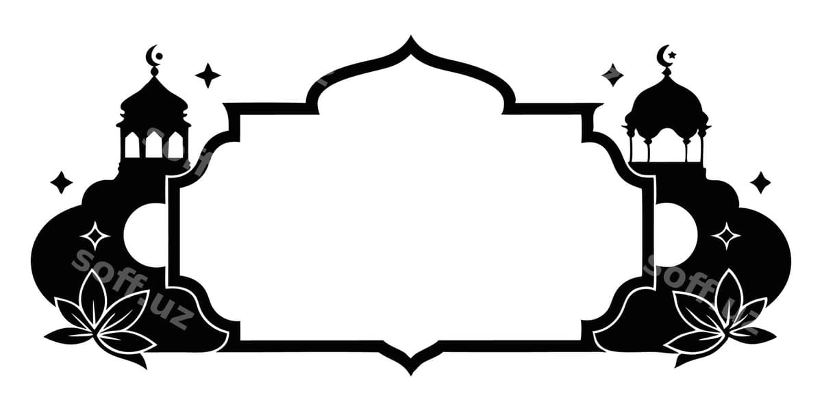 Islomiy ramka masjidlar bilan | Islamic frame with mosques