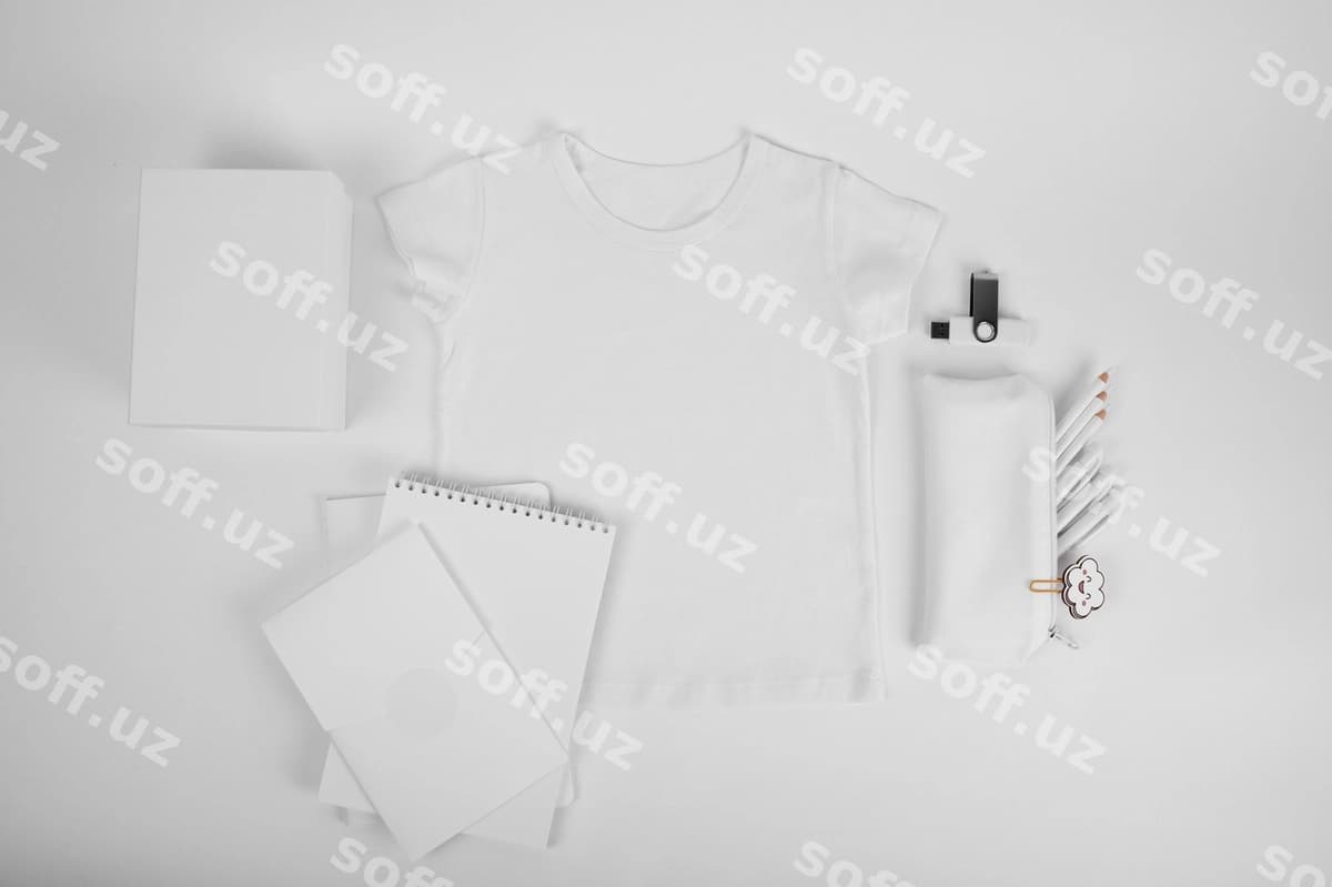 Bolalar uchun qozoncha komplekti namuna dizayni | Kid stationery set mockup design