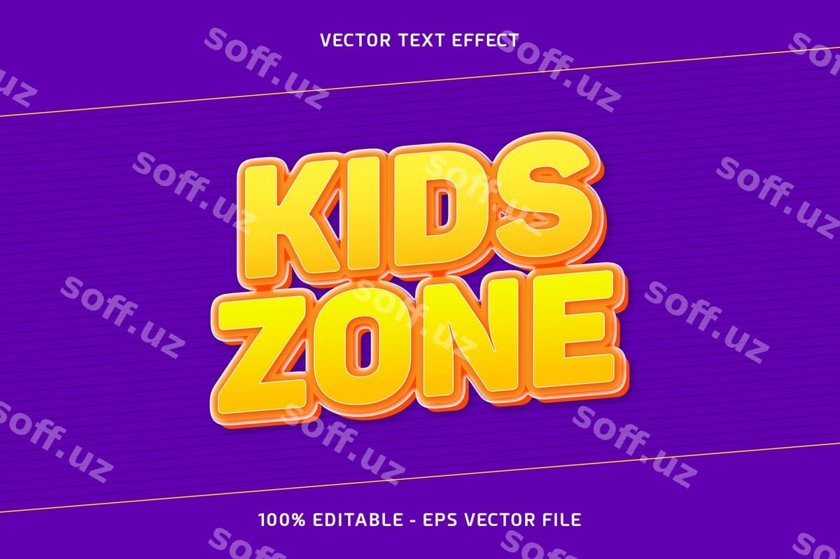 Bolalar hissasi vektor matn effekti | Kids zone vector text effect