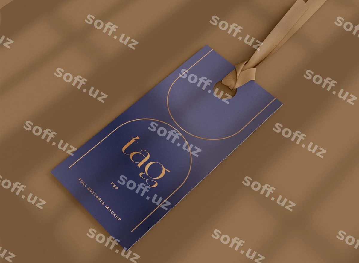 Etiketka teg namunasi soya chegirma kontseptsiyasi bilan | Label tag mockup with shadow sale concept