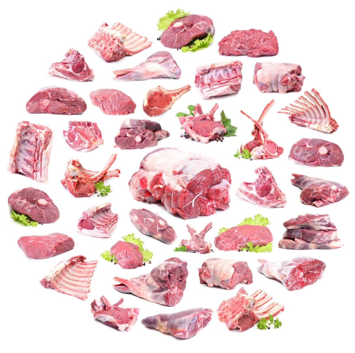 Qo'y go'shti oq fon | Lamb meat white background