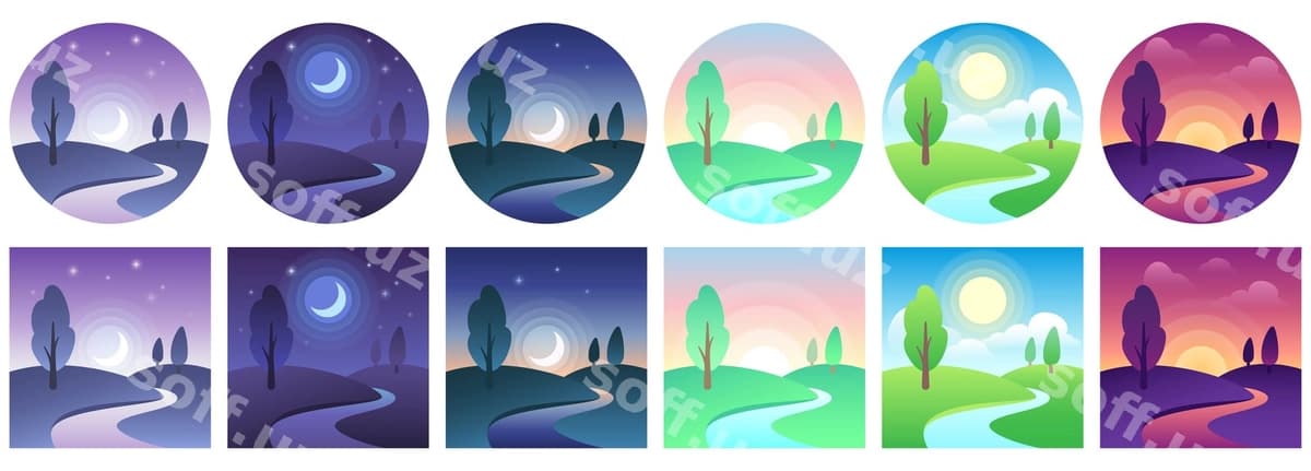 Landskap vaqt ikonkalar | Landscape time icons