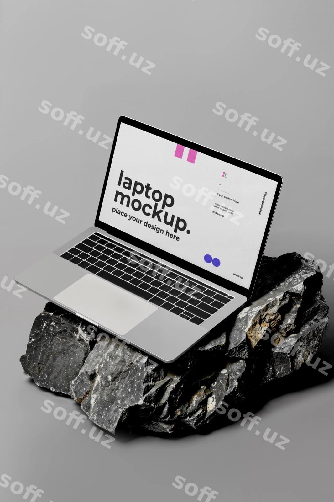 Noutbuk namuna yuqori tosh | Laptop mockup top stone